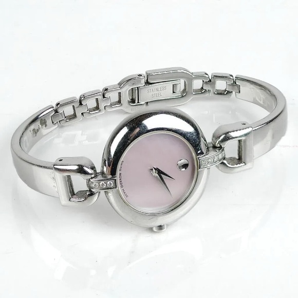 Movado Women’s Quartz Watch Bangle Pink & Silver - Picture 5 of 8